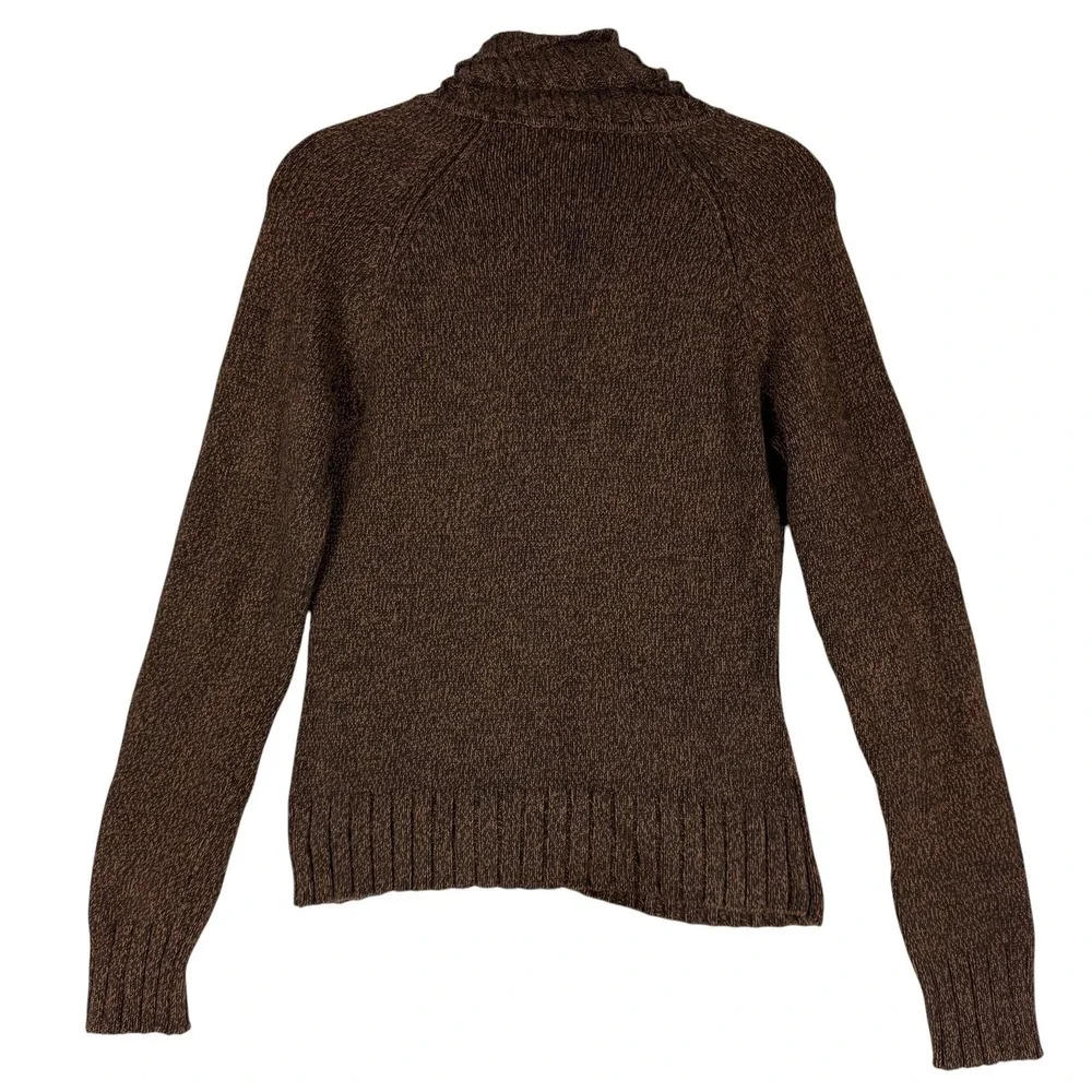 Valerie Stevens Sweater Womens Small Brown Full Zip Mock‎ Neck Cable Knit